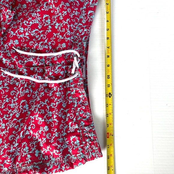 Trunks Surf n Swim Red Turquoise Lace Up Pockets Summer Pants Shorts Size L - Picture 9 of 11